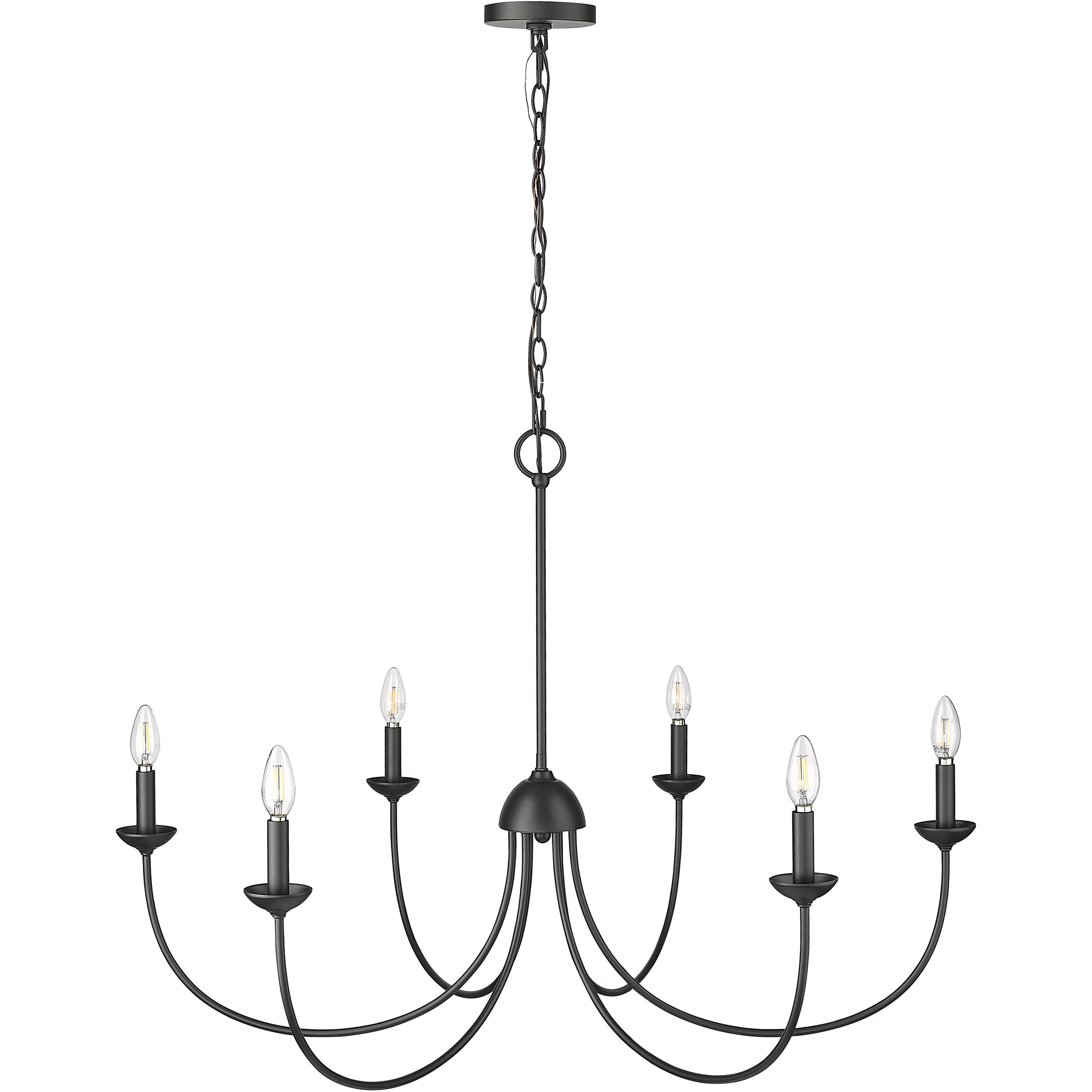 Huxley 6 Light 29 inch Matte Black Chandelier Ceiling Light